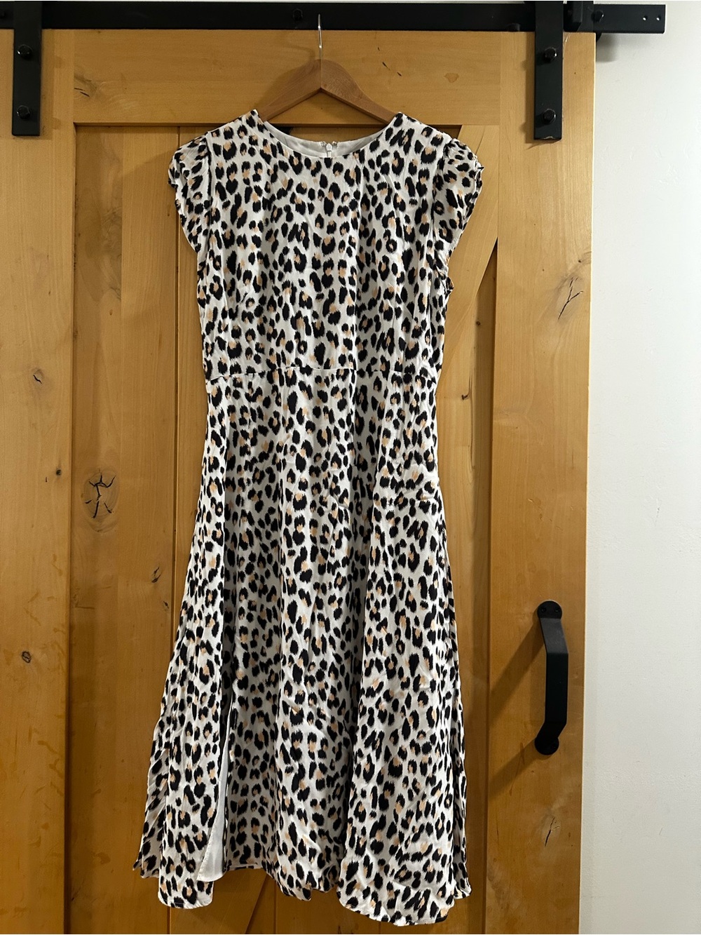 LOFT Neutral Leopard Cap Sleeve Dress
